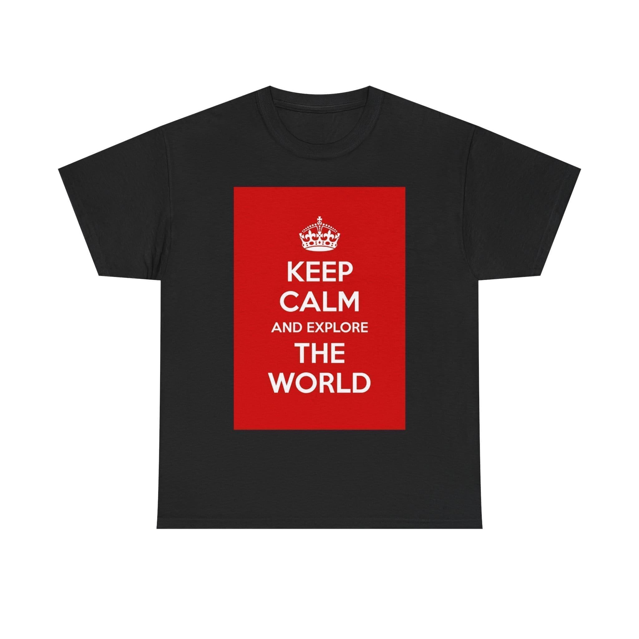 Keep Calm & explore the world unisex heavy cotton tee Black 5XL
