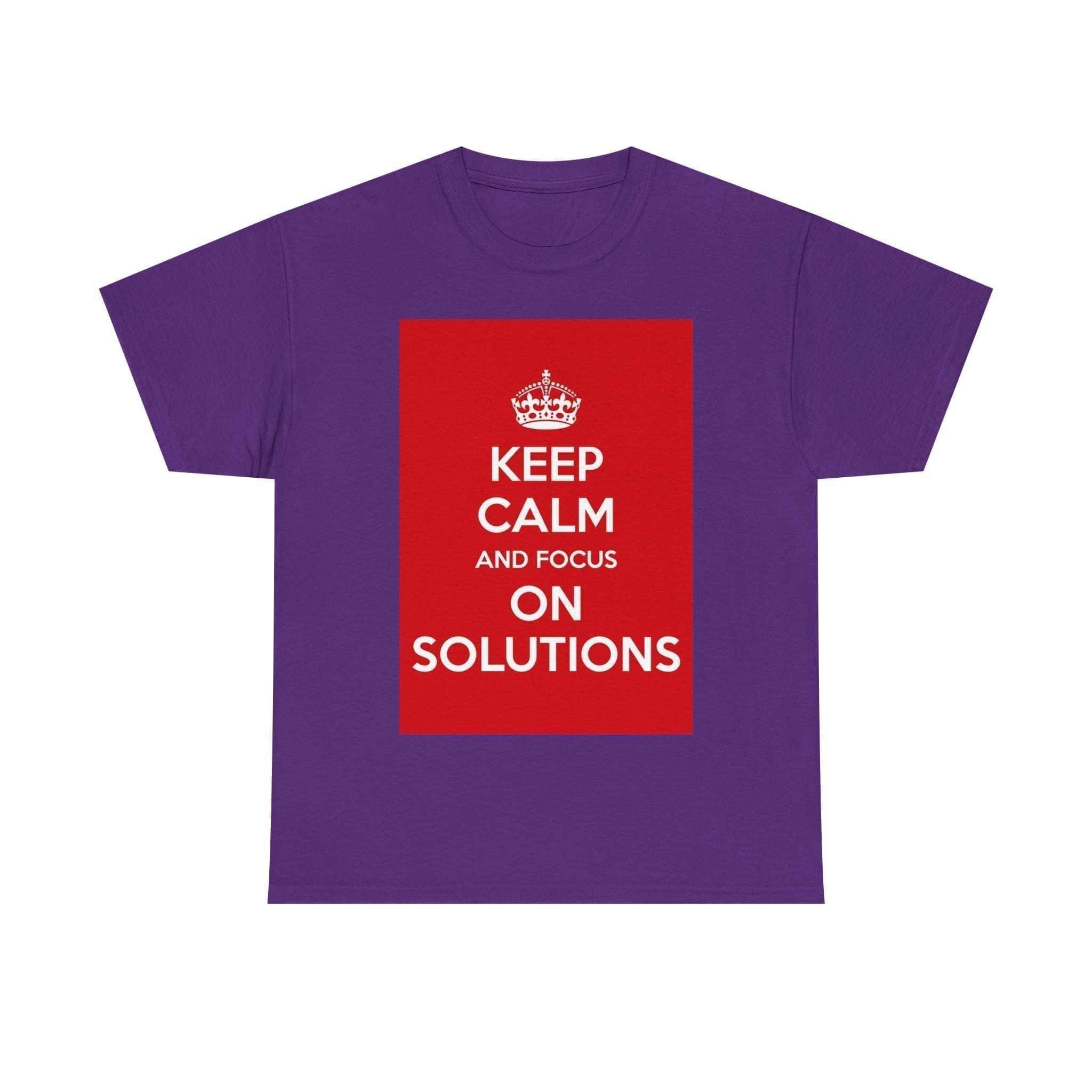 Keep Calm & focus on solutions unisex heavy cotton tee Purple 2XL