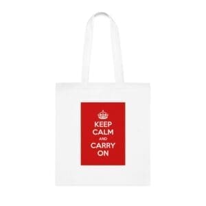 Keep Calm and Carry On Tote Bags White One size