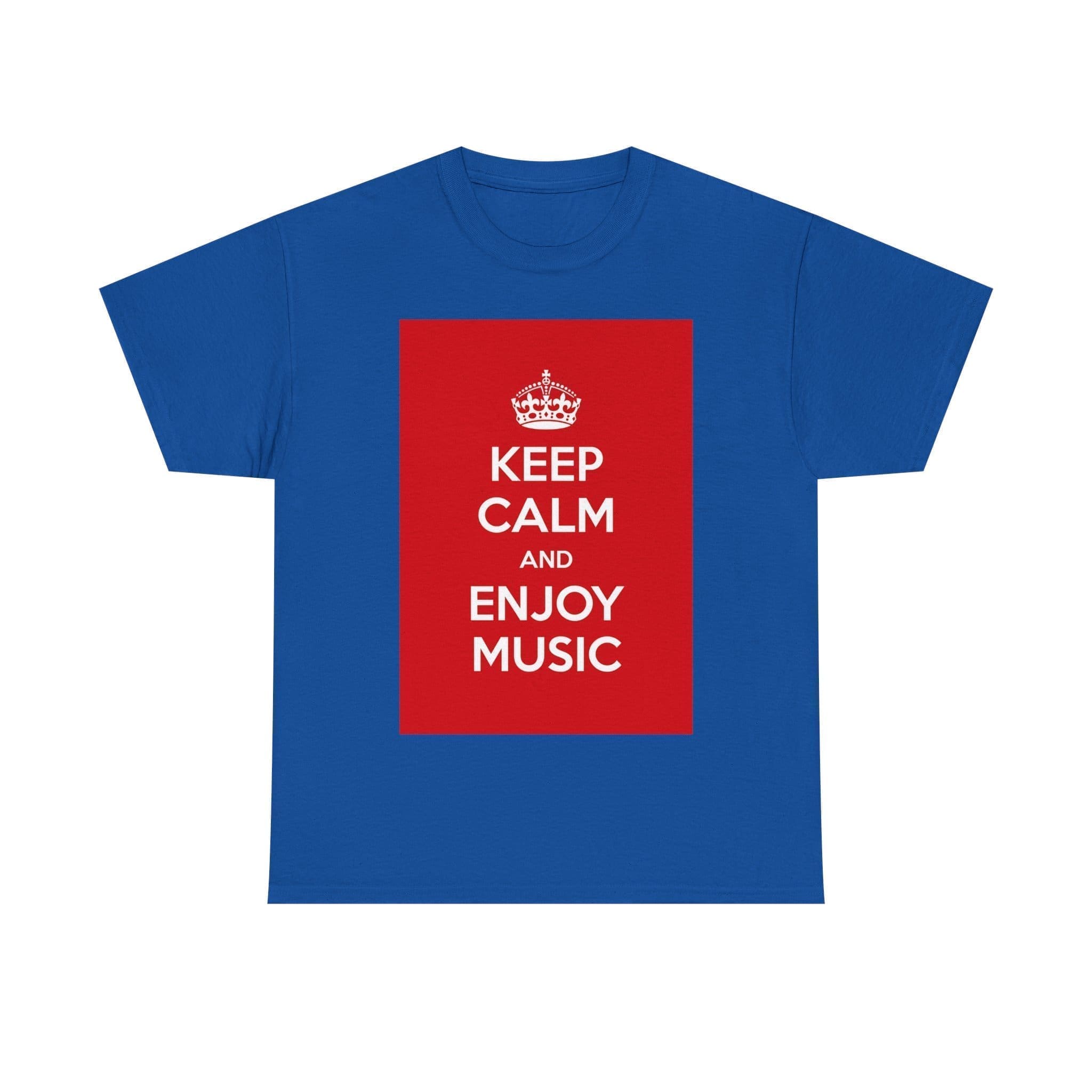 Keep Calm & enjoy music unisex heavy cotton tee Royal 5XL