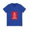 Keep Calm customizable V-Neck Tee True Royal 2XL