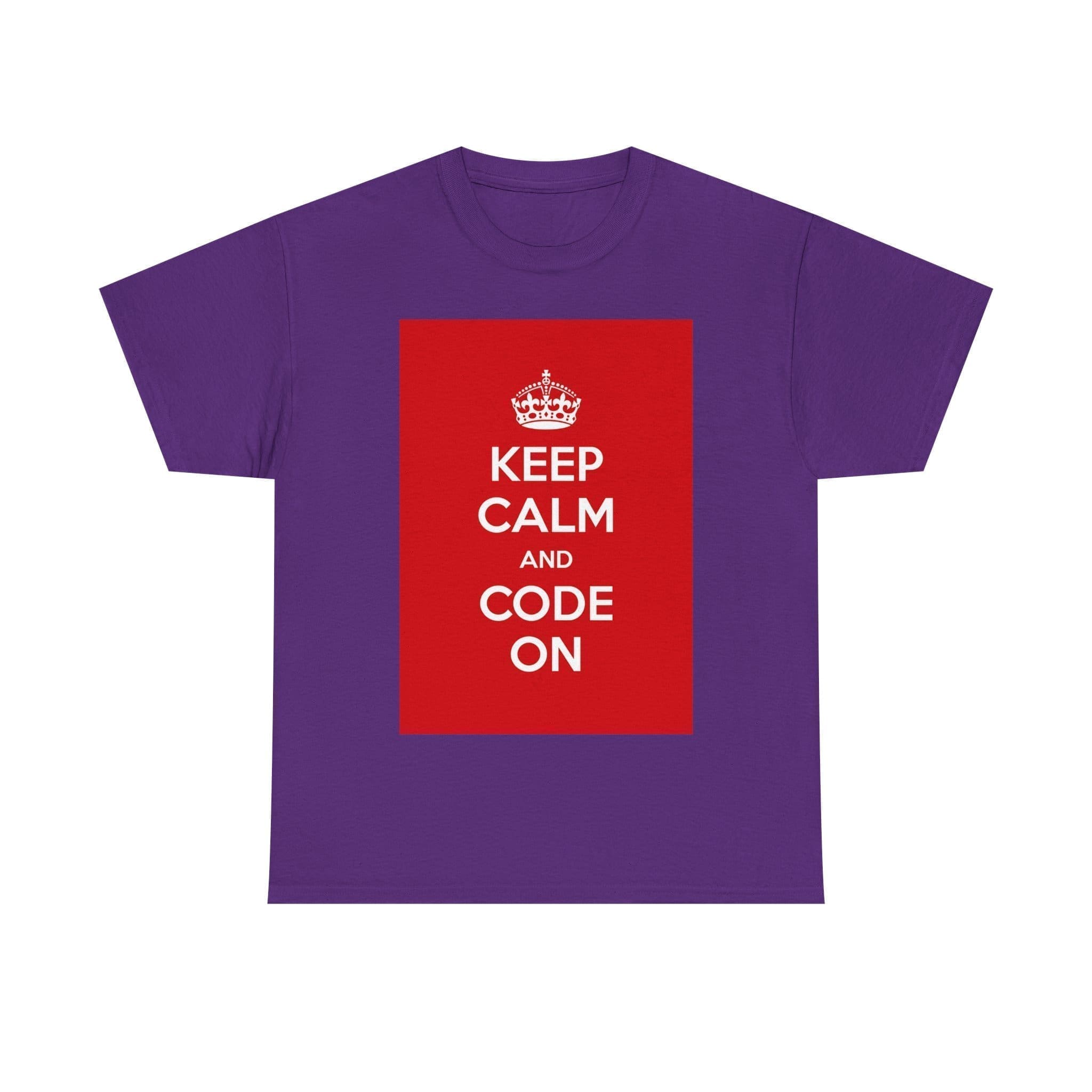 Keep Calm & code on unisex heavy cotton tee Purple 2XL