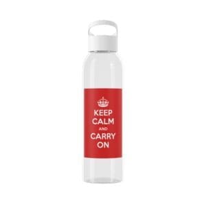 Keep Calm and Carry On Water Bottle White 21.9oz