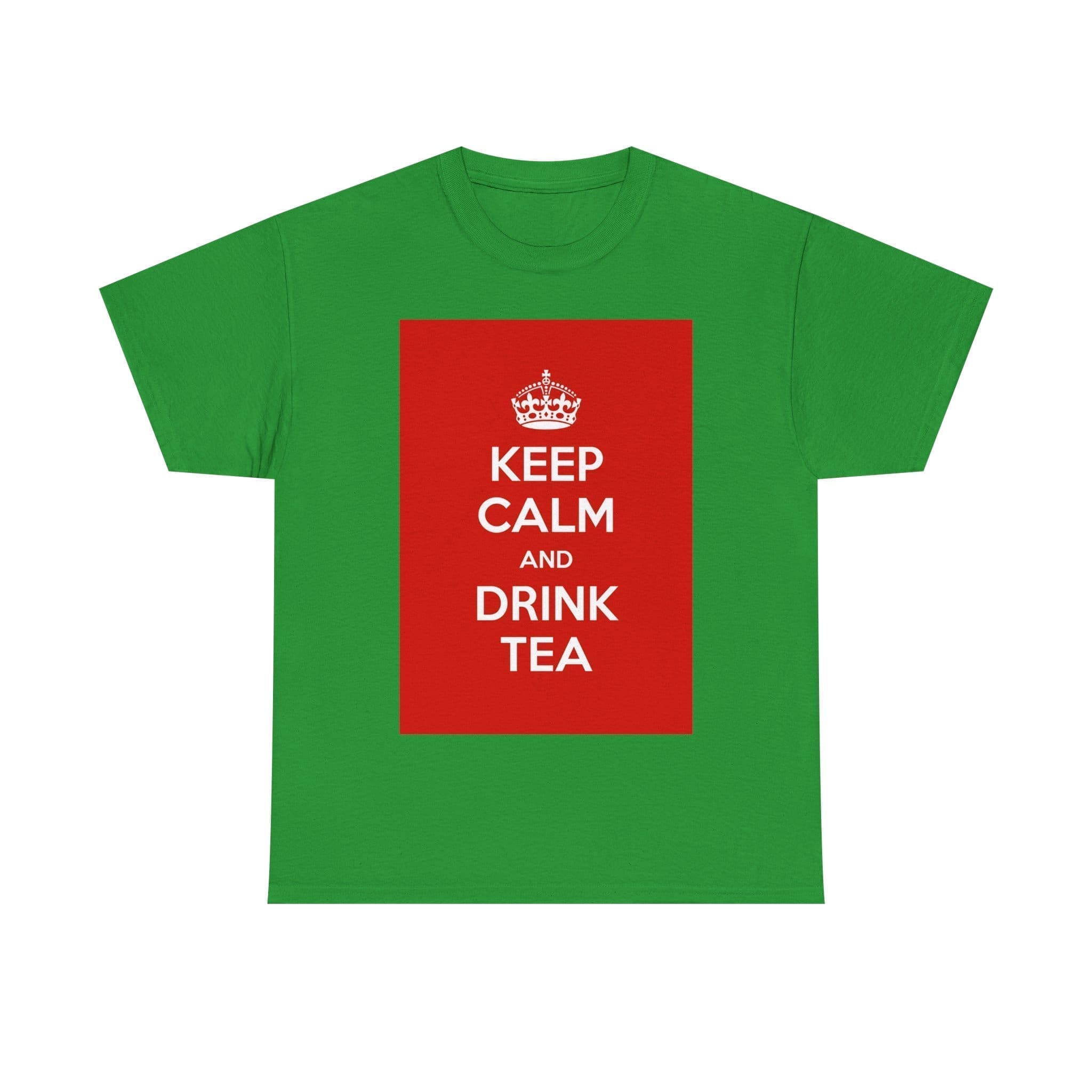 Keep Calm & drink tea unisex heavy cotton tee Irish Green 3XL